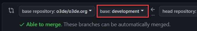 Base branch is set to development in most PRs