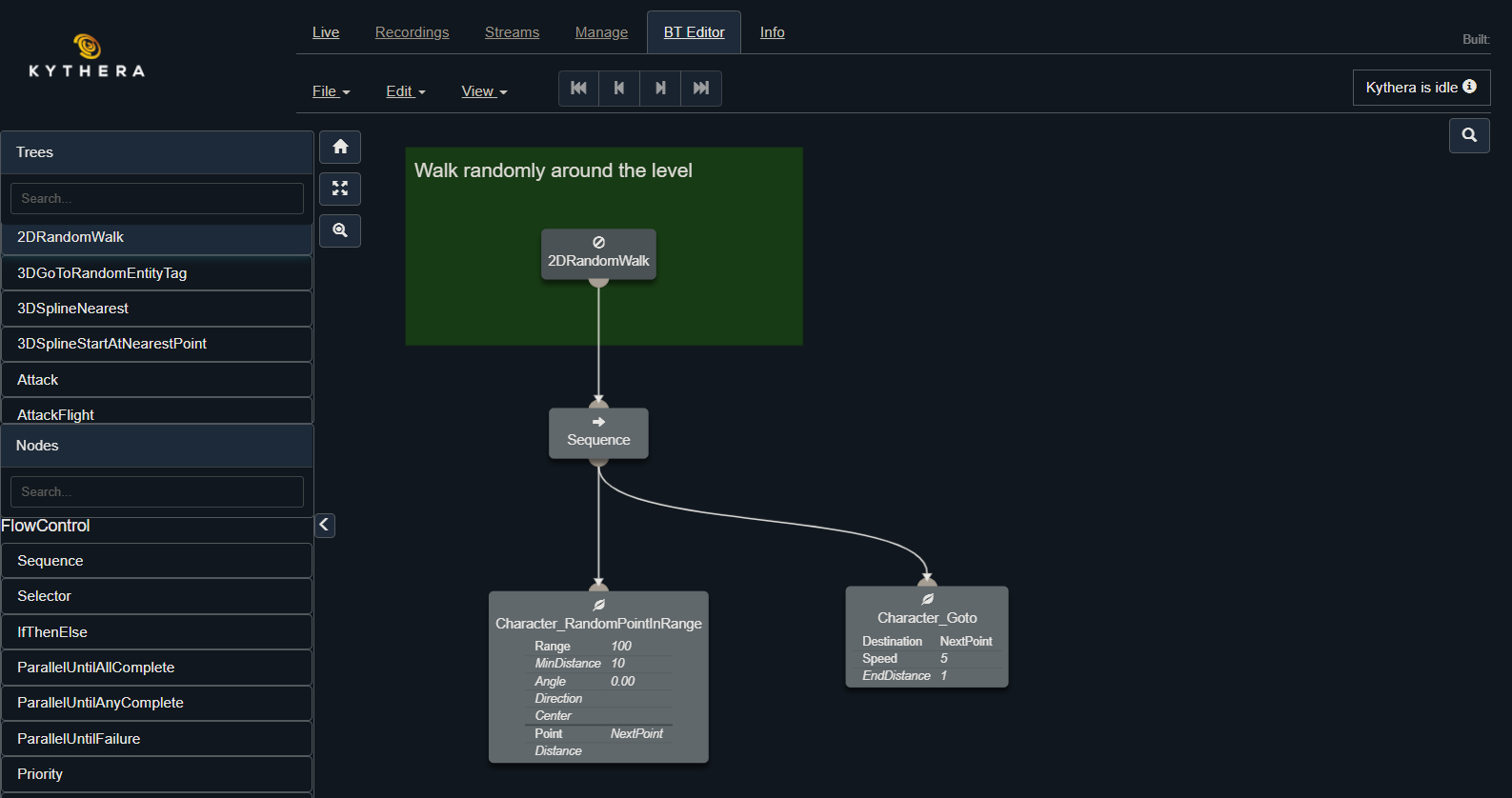 The BT Editor in the Kythera AI Inspector