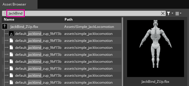  Search for a specific mesh asset in Asset Browser. 