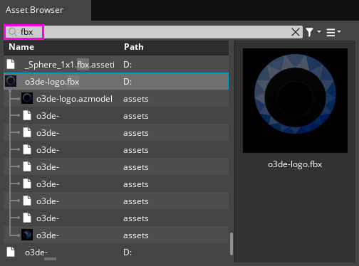  Search for a specific mesh asset in Asset Browser. 