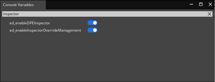 CVar settings to enable Inspector override support