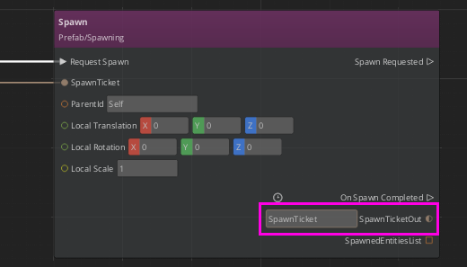 Set the prefab reference on a Create Spawn Ticket Script Canvas Node.