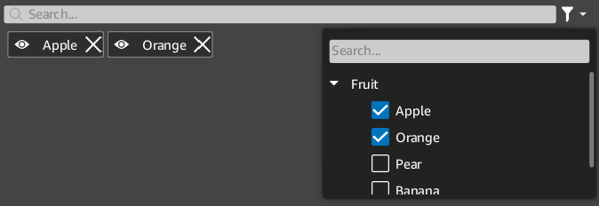 component filtered search filter type icons