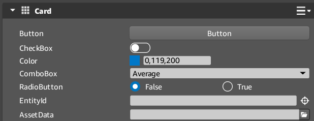 component reflected property editor in card