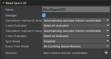 Blend Space 2D Attributes pane