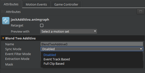 Blend node attributes: Sync Mode.