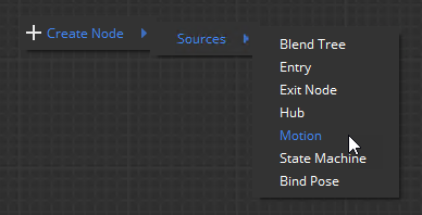 Create a motion node in the animation graph.