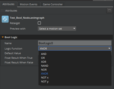 Boolean Logic node attributes pane.