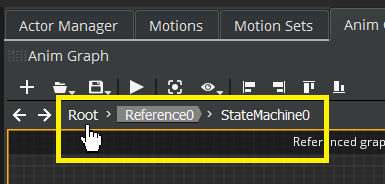 Click a node name to see the node in the Anim Graph grid.