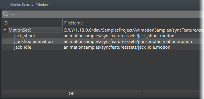 Example motion set.