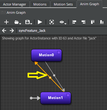 Click the transition line to add a servant parameter action.