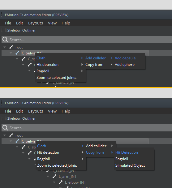 Add cloth collider to character.