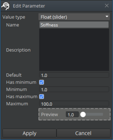 Create a stiffness parameter.