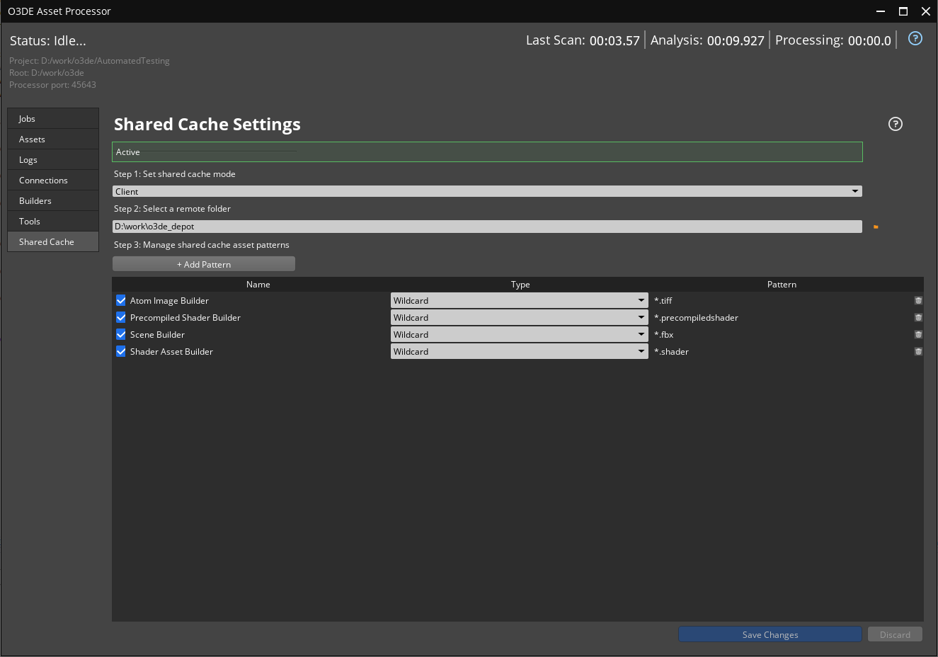 Create a log tab in Asset Processor