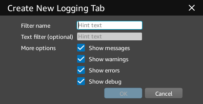 Create a log tab in Asset Processor