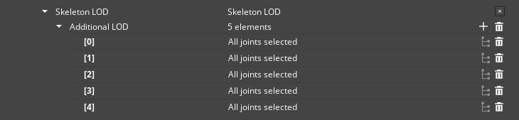 The Scene Settings Actors tab Skeleton lod modifier.