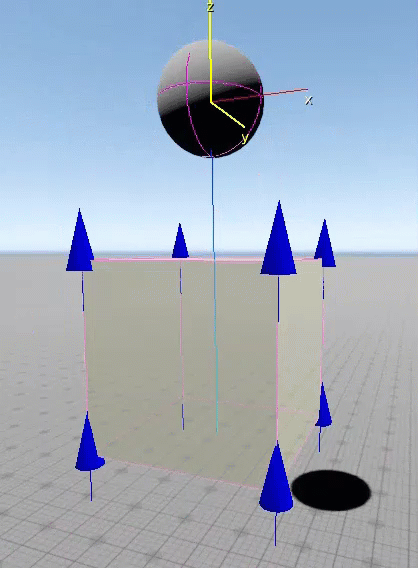 PhysX Force Region component animation.