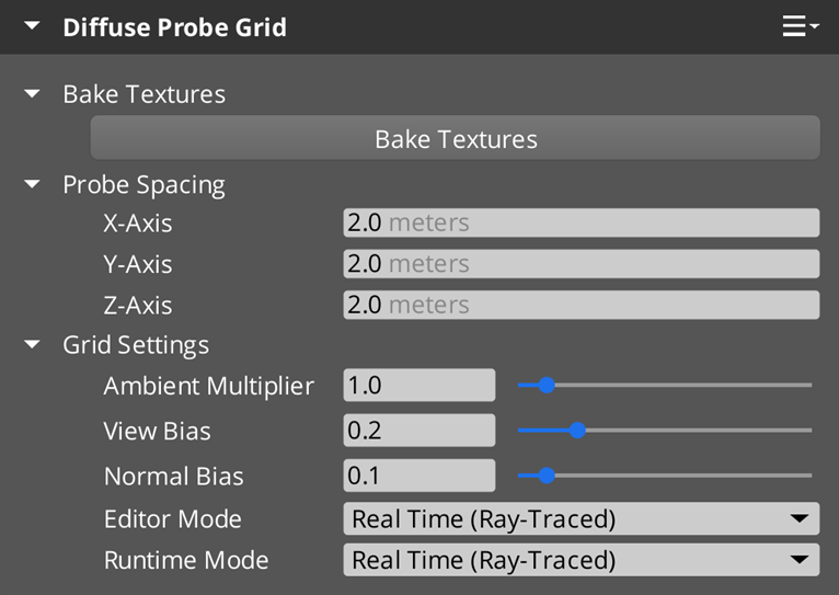 Diffuse Probe Grid component properties