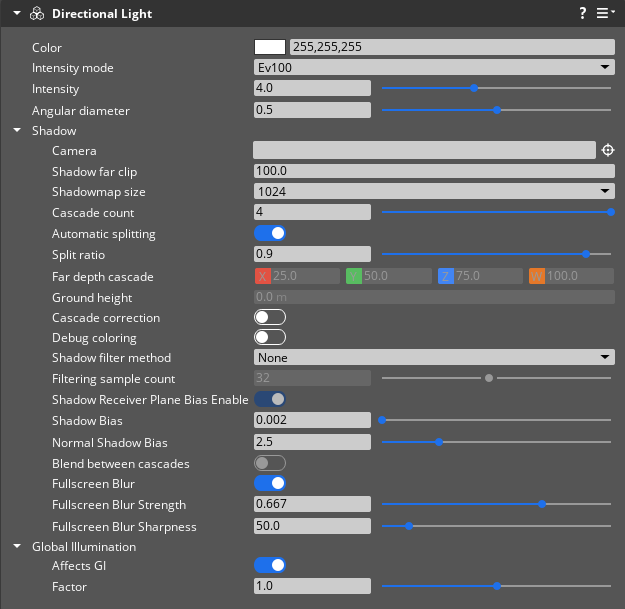 Directional Light component interface.