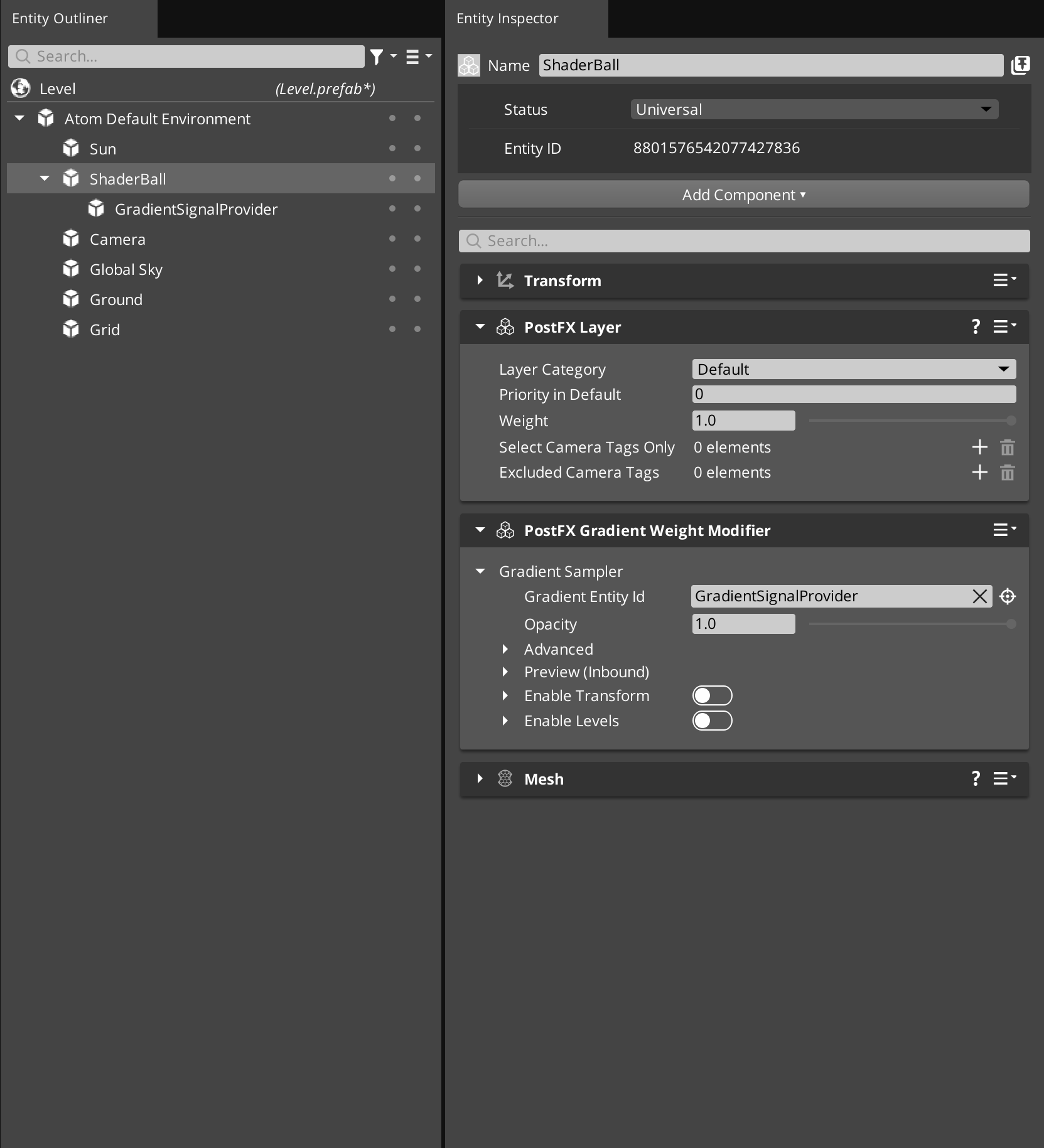 Using PostFX Gradient Weight Modifier example