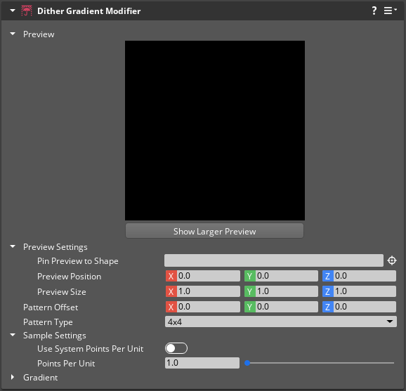 Dither Gradient Modifier component properties