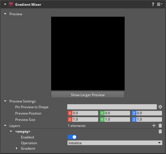 Gradient Mixer component properties