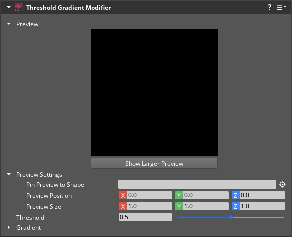 Threshold Gradient Modifier component properties