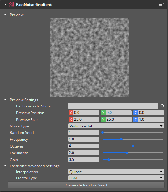 FastNoise perlin fractal gradient properties