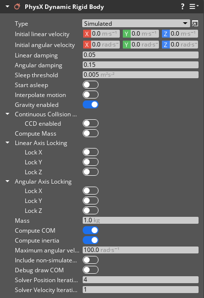 PhysX Dynamic Rigid Body component interface.