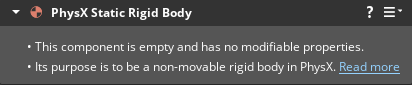 PhysX Static Rigid Body component interface.
