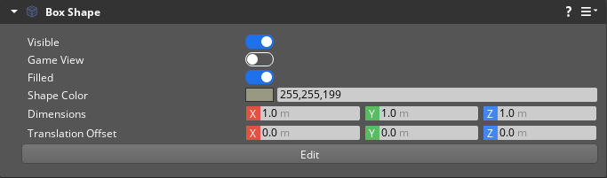 Box Shape component properties