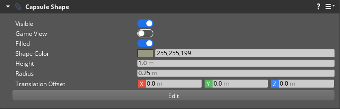 Capsule Shape component properties