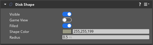 Disk Shape component properties