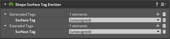 Shape Surface Tag Emitter component properties