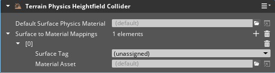 Terrain Physics Heightfield Collider component properties