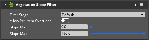 Vegetation Slope Filter component properties