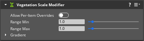 Vegetation Scale Modifier component properties