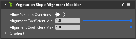 Vegetation Slope Alignment Modifier component properties