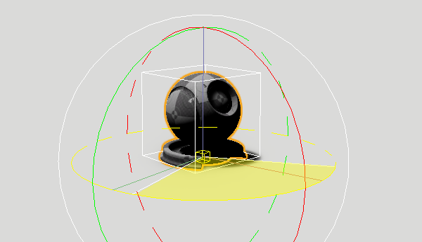 Image of the rotation manipulator with a yellow sector that shows how much the entity has been rotated