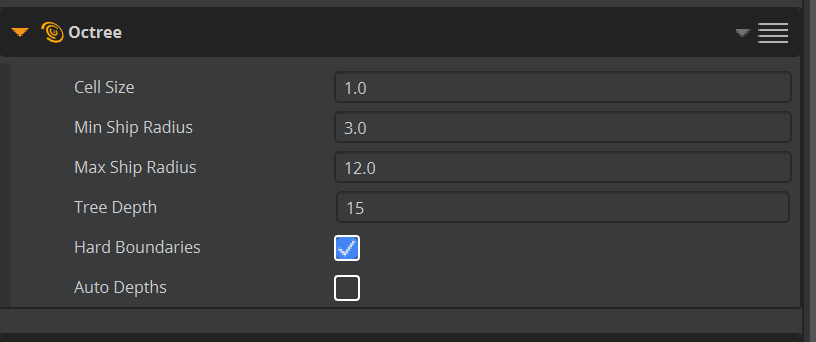 Octree component settings