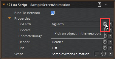 Properties in a Lua Script component.