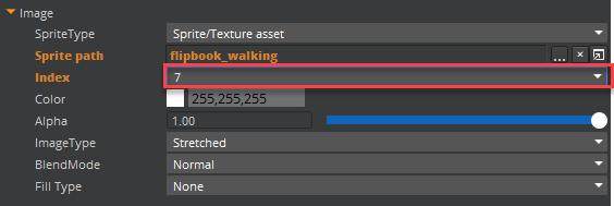 Select Index number of sprite sheet.