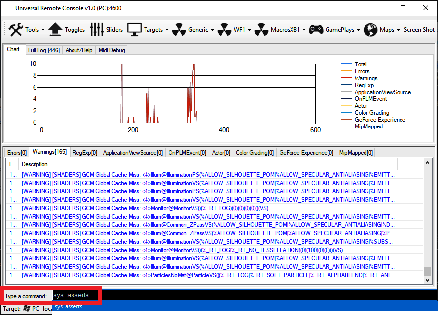 Using the Universal Remote Console to set the assert level for mobile platforms.