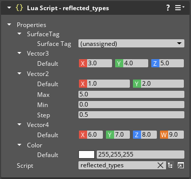 Reflected types as properties