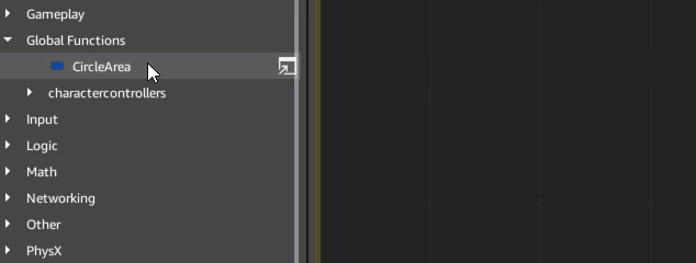 Drag and drop functions from the Node Palette, under the Global Functions category, onto your graph.