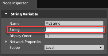 Set the variable default values in the Node Inspector.