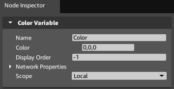 Configure variable properties in the Script Canvas Node Inspector.