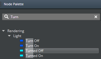 Some event receiver nodes in the Script Canvas Node Palette.