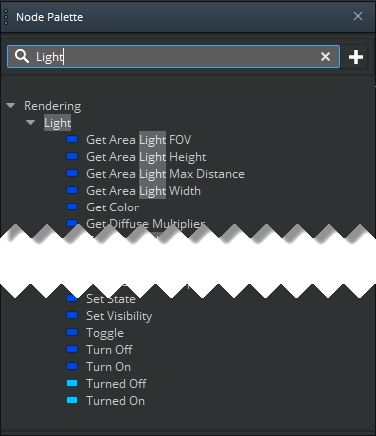 Light-related nodes in the Script Canvas Node Palette.