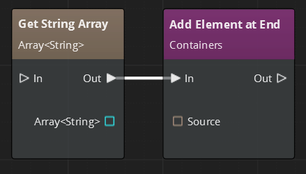 Connecting a Get container node to a container operation node.